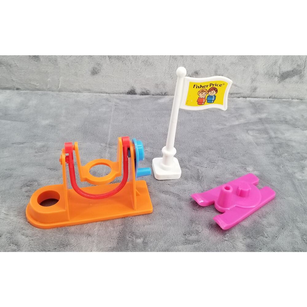Fisher Price 1988 jump rope swing, flag and pink skis